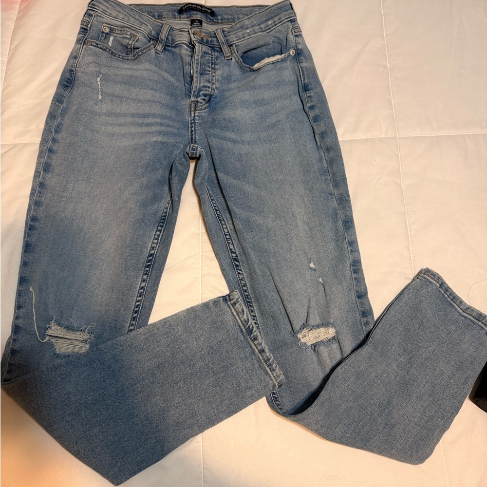 Calvin Klein Jeans Light Blue Distressed Straight Leg Women’s Jeans